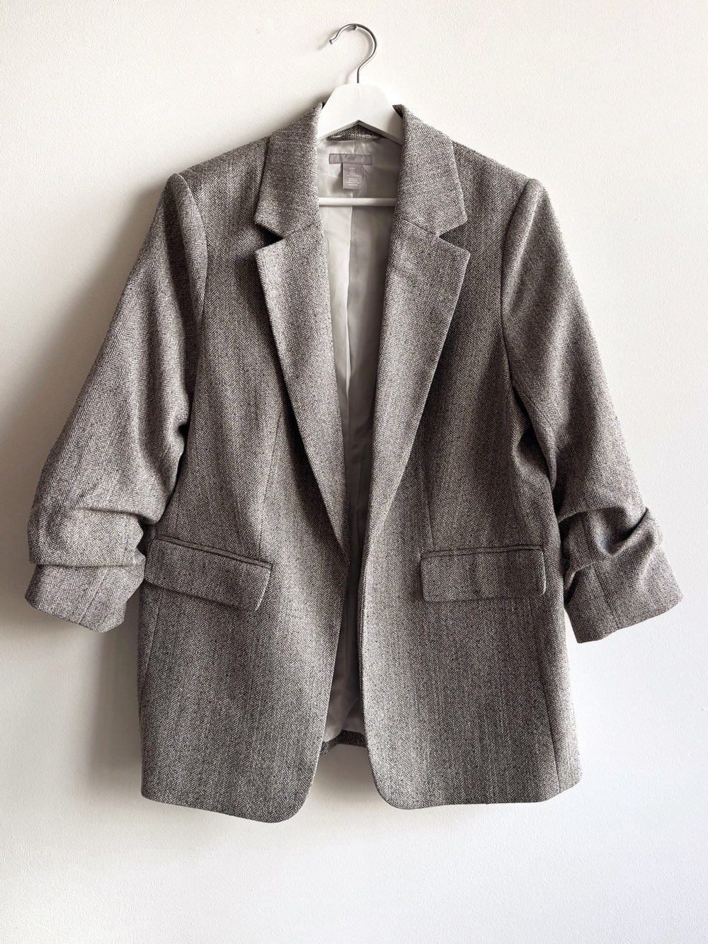 H&M Herringbone Tweed Blazer Coat